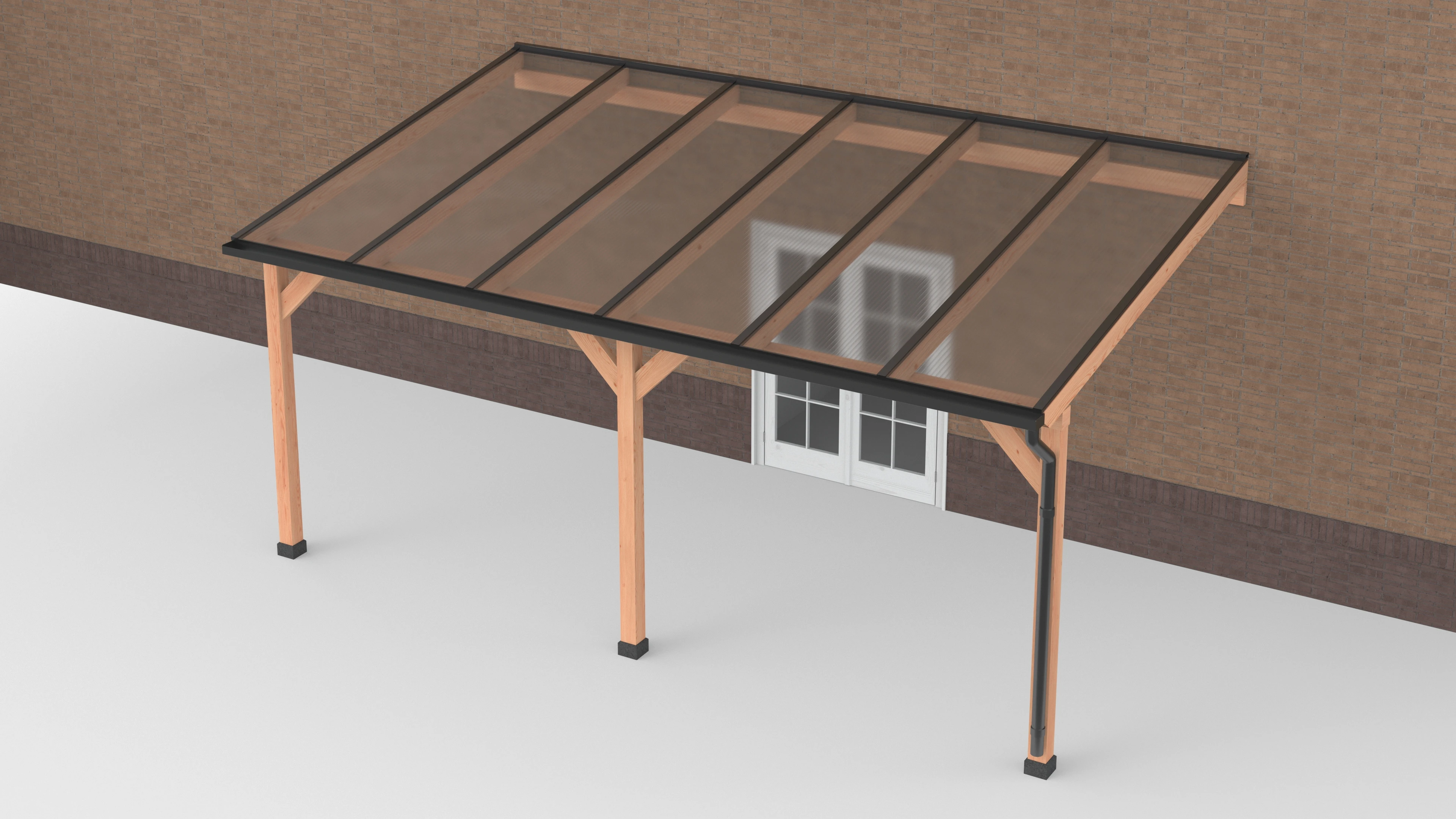 Douglas Terrasoverkapping 600 x 350 cm Zwart Polycarbonaat Helder Geschaafd - Afbeelding 1